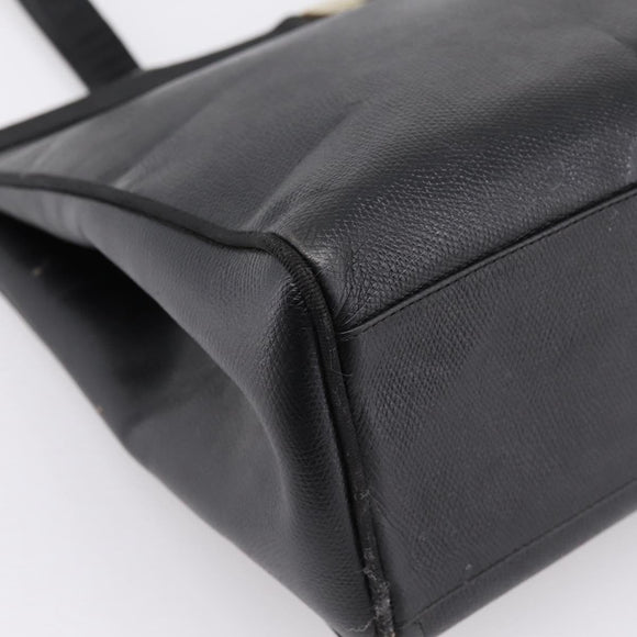 Salvatore Ferragamo Vala Tote Bag Leather Black Gold Auth 196268