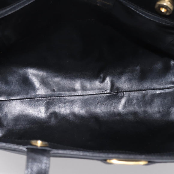 Salvatore Ferragamo Vala Tote Bag Leather Black Gold Auth 196268