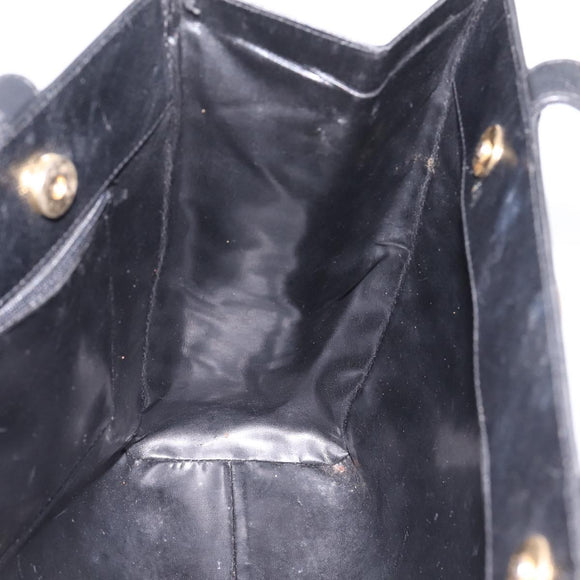 Salvatore Ferragamo Vala Tote Bag Leather Black Gold Auth 196268