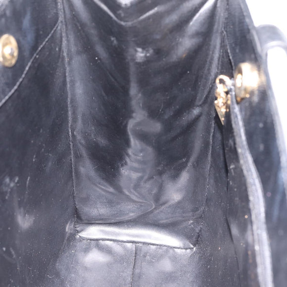 Salvatore Ferragamo Vala Tote Bag Leather Black Gold Auth 196268