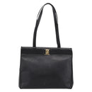Salvatore Ferragamo Vala Tote Bag Leather Black Gold Auth 196268-13