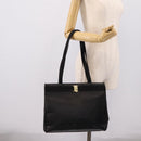 Salvatore Ferragamo Vala Tote Bag Leather Black Gold Auth 196268-20