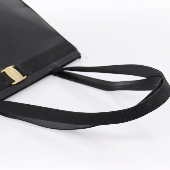 Salvatore Ferragamo Vala Tote Bag Leather Black Gold Auth 196268