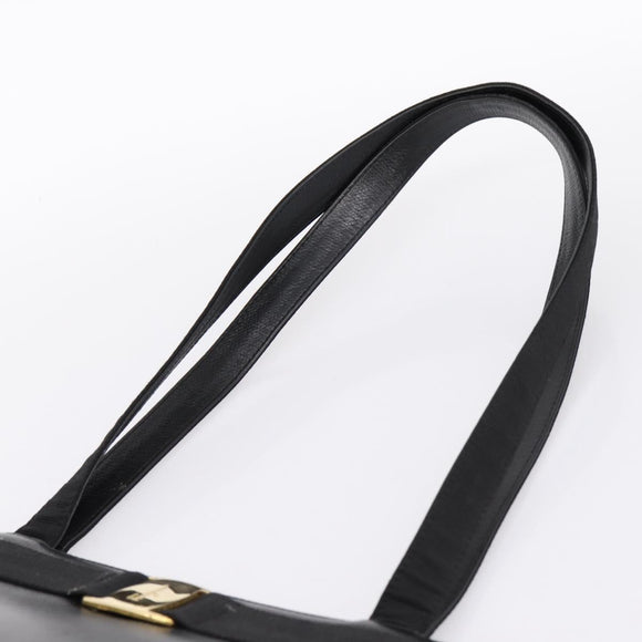 Salvatore Ferragamo Vala Tote Bag Leather Black Gold Auth 196268