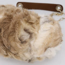 BURBERRY Chain Shoulder Bag Fur Beige Gold Auth 196269A-9