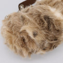 BURBERRY Chain Shoulder Bag Fur Beige Gold Auth 196269A-14