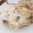 BURBERRY Chain Shoulder Bag Fur Beige Gold Auth 196269A-16