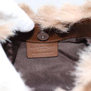 BURBERRY Chain Shoulder Bag Fur Beige Gold Auth 196269A-10