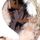 BURBERRY Chain Shoulder Bag Fur Beige Gold Auth 196269A-19