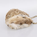 BURBERRY Chain Shoulder Bag Fur Beige Gold Auth 196269A-4