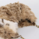 BURBERRY Chain Shoulder Bag Fur Beige Gold Auth 196269A-6