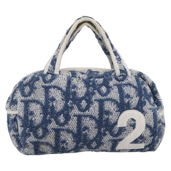 Christian Dior Trotter Canvas Hand Bag pile Blue Auth 196270A