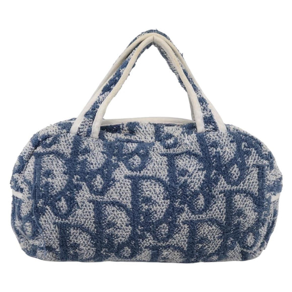 Christian Dior Trotter Canvas Hand Bag pile Blue Auth 196270A