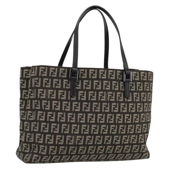 FENDI Zucchino Canvas Hand Bag Brown Auth 196271A