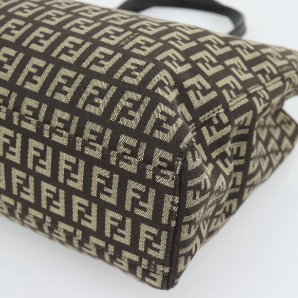 FENDI Zucchino Canvas Hand Bag Brown Auth 196271A