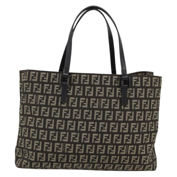 FENDI Zucchino Canvas Hand Bag Brown Auth 196271A