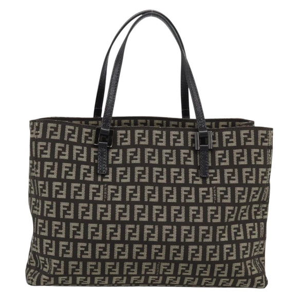 FENDI Zucchino Canvas Hand Bag Brown Auth 196271A