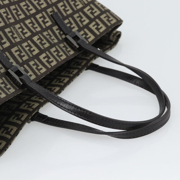 FENDI Zucchino Canvas Hand Bag Brown Auth 196271A