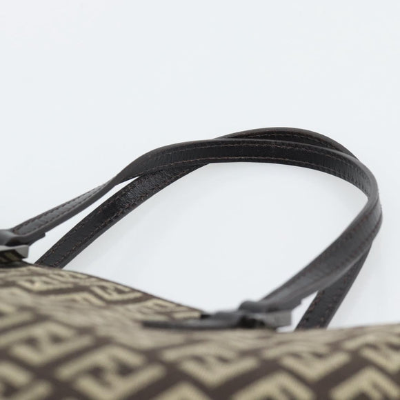 FENDI Zucchino Canvas Hand Bag Brown Auth 196271A