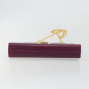 Salvatore Ferragamo Gancini Chain Shoulder Bag Leather Purple Gold Auth 196275A-5