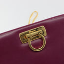 Salvatore Ferragamo Gancini Chain Shoulder Bag Leather Purple Gold Auth 196275A-17