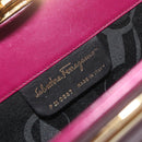 Salvatore Ferragamo Gancini Chain Shoulder Bag Leather Purple Gold Auth 196275A-12