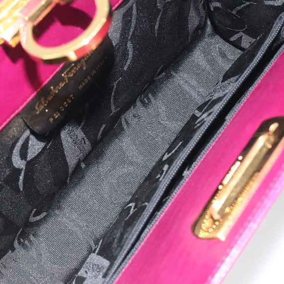 Salvatore Ferragamo Gancini Chain Shoulder Bag Leather Purple Gold Auth 196275A