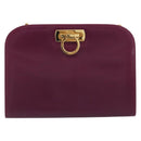 Salvatore Ferragamo Gancini Chain Shoulder Bag Leather Purple Gold Auth 196275A-13