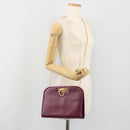 Salvatore Ferragamo Gancini Chain Shoulder Bag Leather Purple Gold Auth 196275A-22