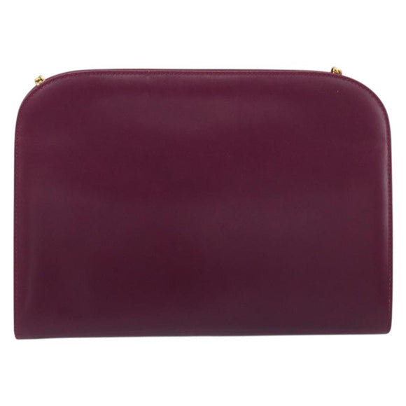 Salvatore Ferragamo Gancini Chain Shoulder Bag Leather Purple Gold Auth 196275A