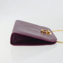 Salvatore Ferragamo Gancini Chain Shoulder Bag Leather Purple Gold Auth 196275A-3