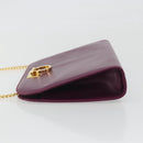 Salvatore Ferragamo Gancini Chain Shoulder Bag Leather Purple Gold Auth 196275A-4