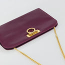 Salvatore Ferragamo Gancini Chain Shoulder Bag Leather Purple Gold Auth 196275A-6
