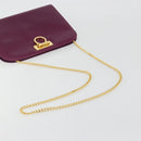 Salvatore Ferragamo Gancini Chain Shoulder Bag Leather Purple Gold Auth 196275A-7