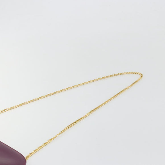 Salvatore Ferragamo Gancini Chain Shoulder Bag Leather Purple Gold Auth 196275A