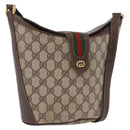 GUCCI GG Supreme Web Sherry Line Bag PVC Beige Gold 904 02 081 Auth 196276-1