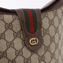 GUCCI GG Supreme Web Sherry Line Bag PVC Beige Gold 904 02 081 Auth 196276-14