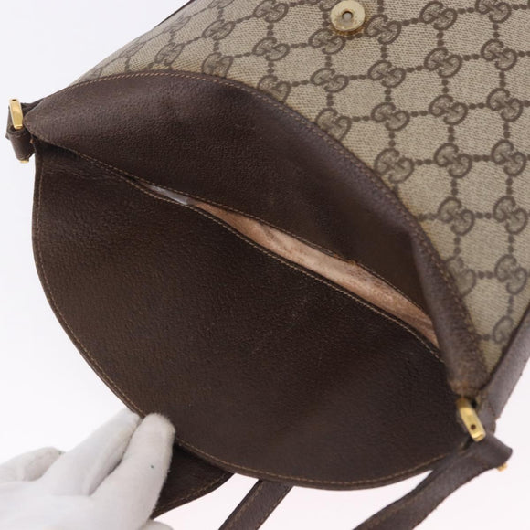 GUCCI GG Supreme Web Sherry Line Bag PVC Beige Gold 904 02 081 Auth 196276
