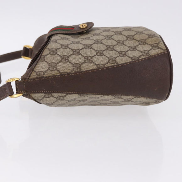 GUCCI GG Supreme Web Sherry Line Bag PVC Beige Gold 904 02 081 Auth 196276