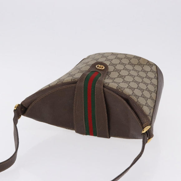 GUCCI GG Supreme Web Sherry Line Bag PVC Beige Gold 904 02 081 Auth 196276