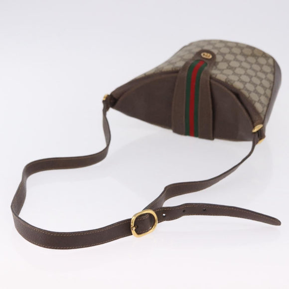 GUCCI GG Supreme Web Sherry Line Bag PVC Beige Gold 904 02 081 Auth 196276