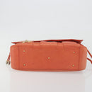 BALLY Chain Hand Bag Leather Orange Gold Auth 196277-5