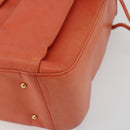 BALLY Chain Hand Bag Leather Orange Gold Auth 196277-10