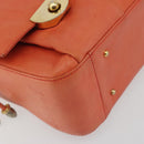 BALLY Chain Hand Bag Leather Orange Gold Auth 196277-14
