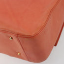 BALLY Chain Hand Bag Leather Orange Gold Auth 196277-15