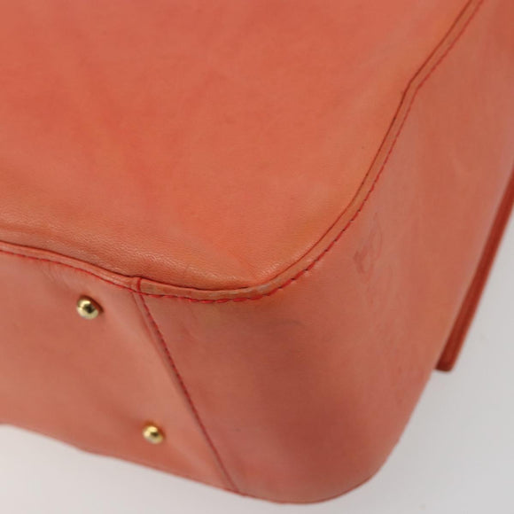 BALLY Chain Hand Bag Leather Orange Gold Auth 196277