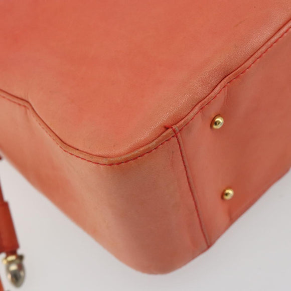 BALLY Chain Hand Bag Leather Orange Gold Auth 196277