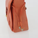BALLY Chain Hand Bag Leather Orange Gold Auth 196277-17