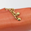 BALLY Chain Hand Bag Leather Orange Gold Auth 196277-18