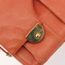 BALLY Chain Hand Bag Leather Orange Gold Auth 196277-19